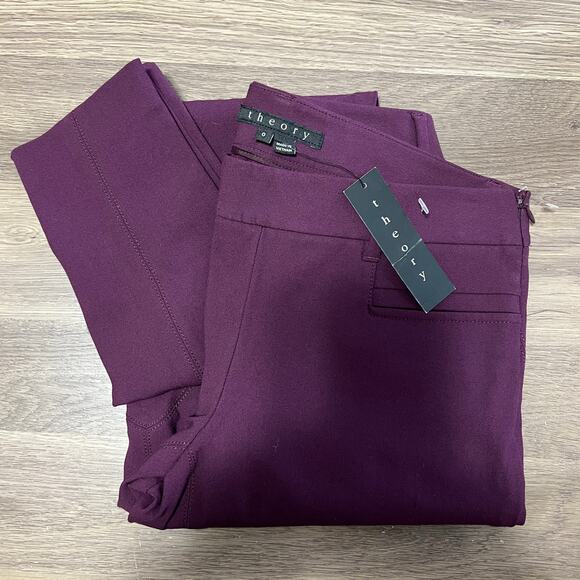 Theory Burgundy Pants Sz 0 - Picture 1 of 9